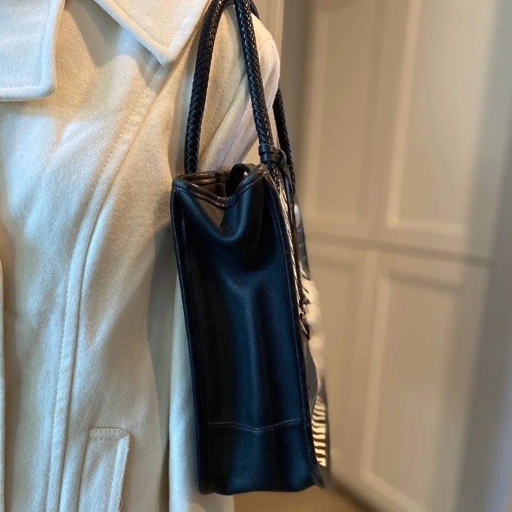 BRIGHTON Authentic Black Leather Zebra Print Calf Hair Shoulder Bag